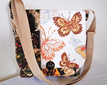 Cross body bag with patchwork vintage fabrics