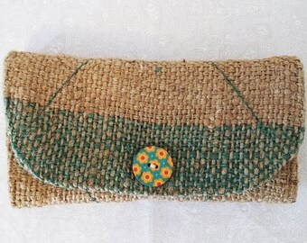 Wallet card holder in Burlap OOAK