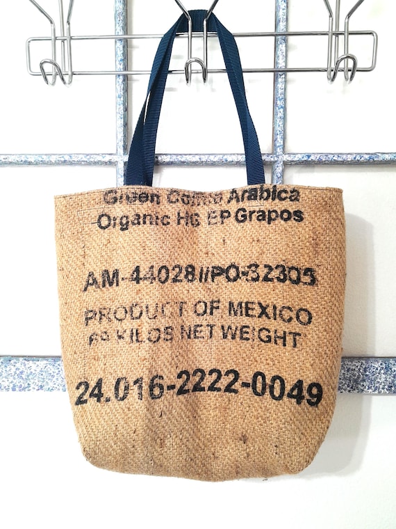 Burlap tote bag, lined two handled bag