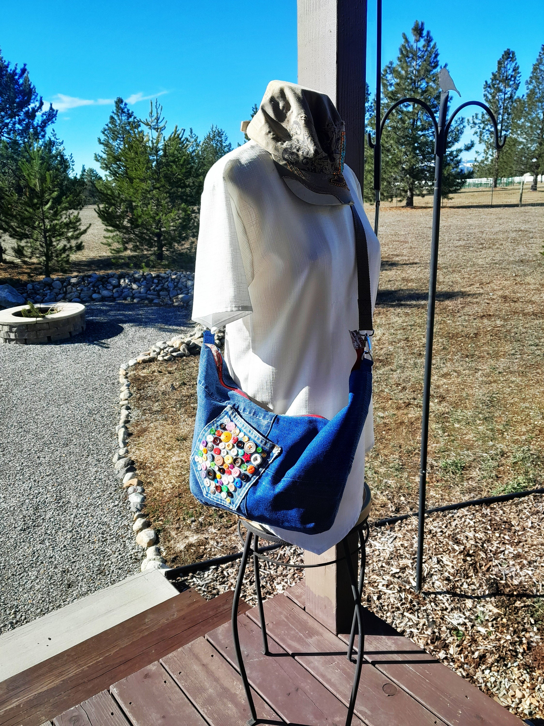 【COLOR iN ID】Reform denim bag Shoulder Bag. Upcycled Bag. Denim Bag. Camo Bag. Recycled