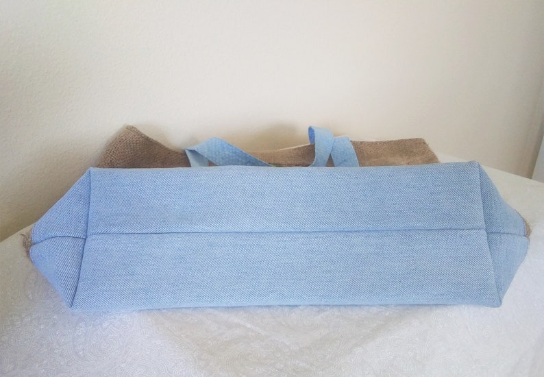Large elephant bag in repurposed burlap from a coffee shipping sack