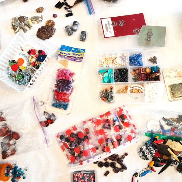 Bargain junk jewelry and beads, huge lot jewelry supplies