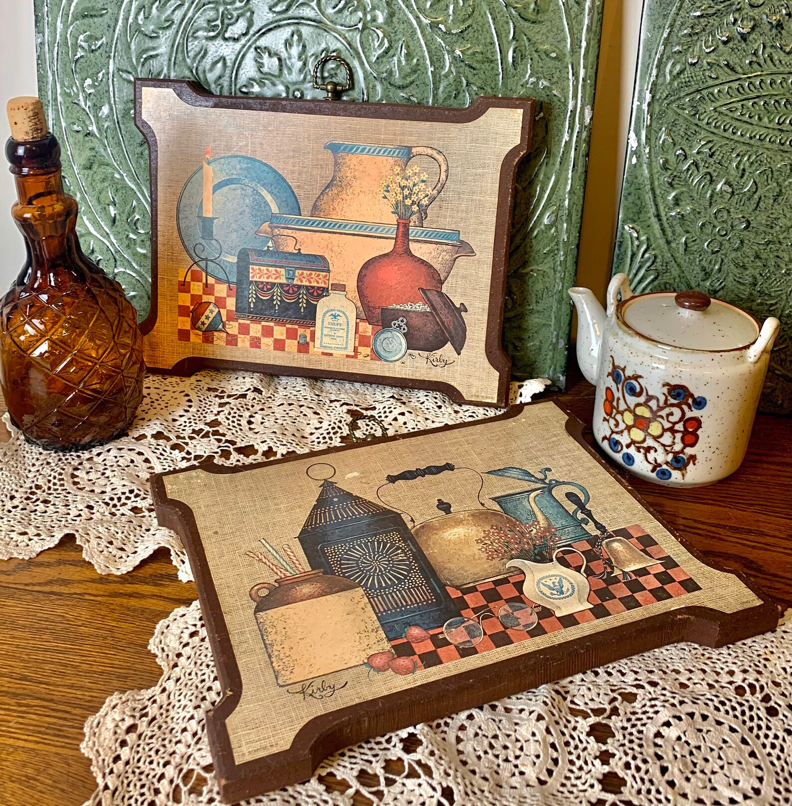 Vintage rustic kitchen wall plaques pair Etsy