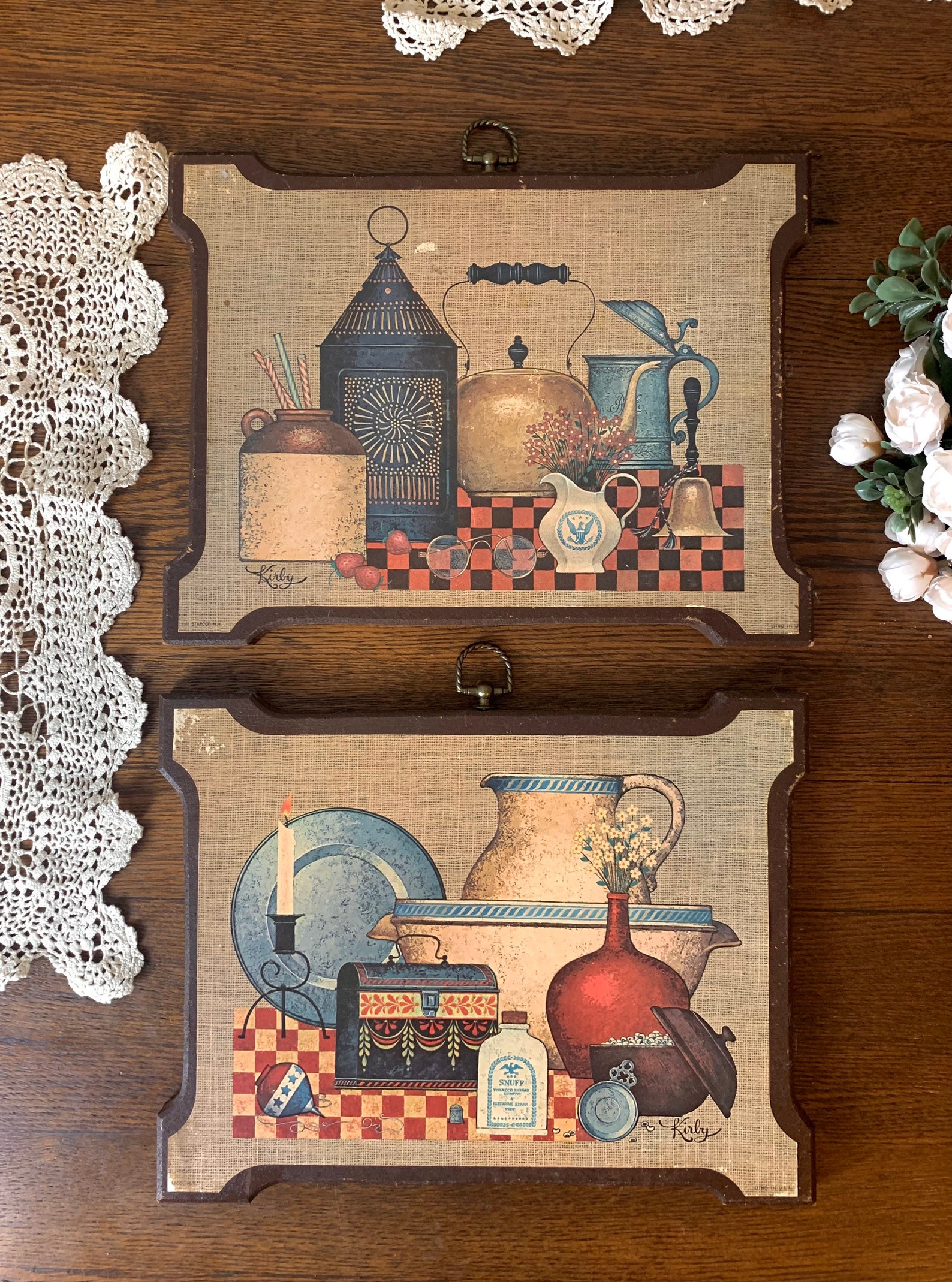 Vintage rustic kitchen wall plaques pair Etsy