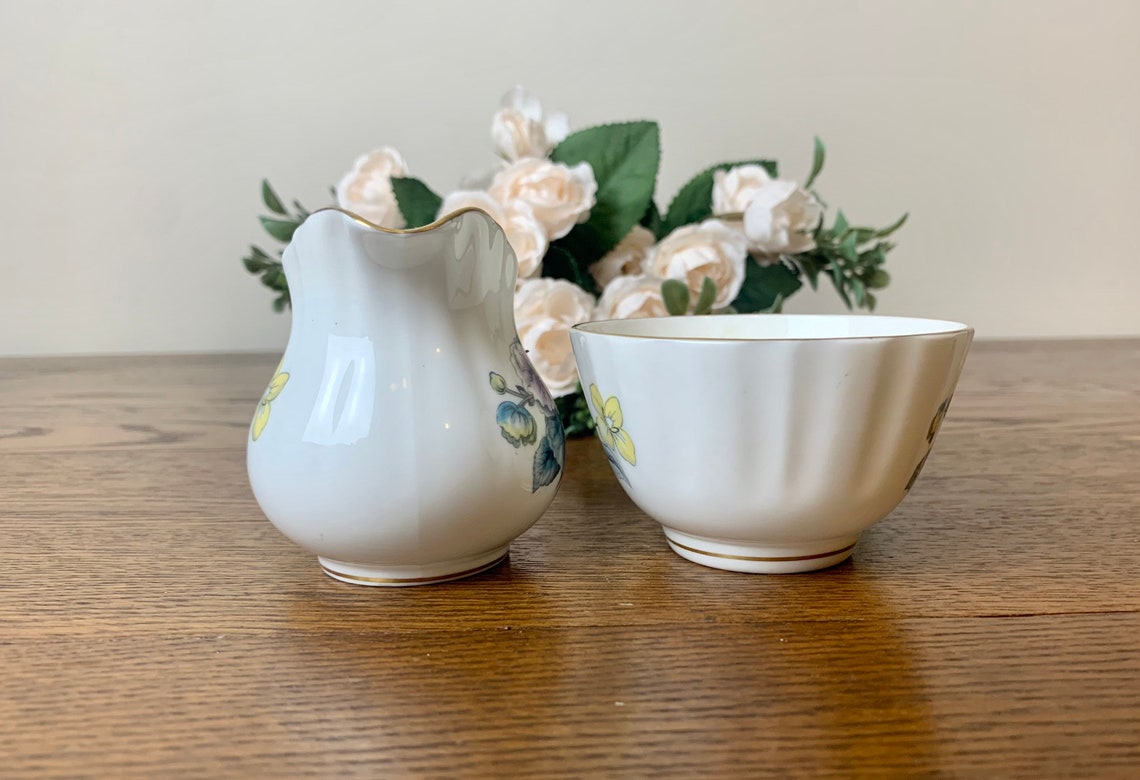 Vintage Royal Worcester Bone China Sugar and Creamer Pair With Etsy