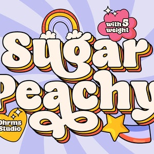 Sugar Peachy - Retro Serif Schriftart, Elegante Schriftart, Canva Schriftart, Moderne Schriftart, Boho Schriftart, Logo Schriftart, Groovy Schriftart, Silhouette Schriftart