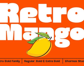 Retro Mango - Modern Retro Font, Fonts for Cricut, Cute Canva Font, Branding & Embroidery Font, Font Bundle