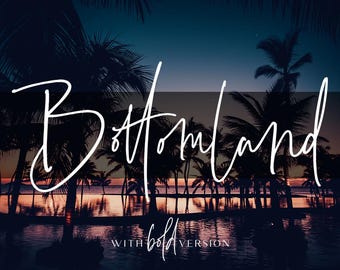 Bottomland Handwritten Calligraphy Font: Wedding, Cricut, Procreate (OTF, TTF, WOFF/WOFF2)