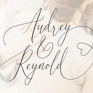 Audrey e Reynold - Fonte de script manuscrito, fonte Swirl Swash, fonte de casamento, fonte Cricut, fonte de caligrafia