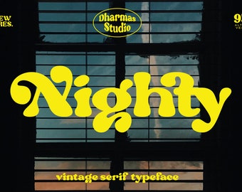 Nighty Retro Font: Groovy 70s Typeface (Digital Font)