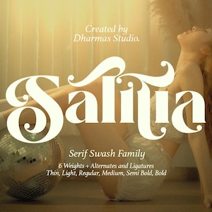 Salitia - Retro Serif Font, Elegant Font, Canva Font, Modern Font, Boho Font, Logo Font, Groovy Font, Silhouette Font, Family Font, Variable