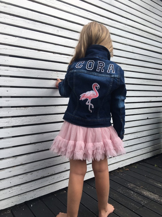 denim jacket flamingo | Etsy