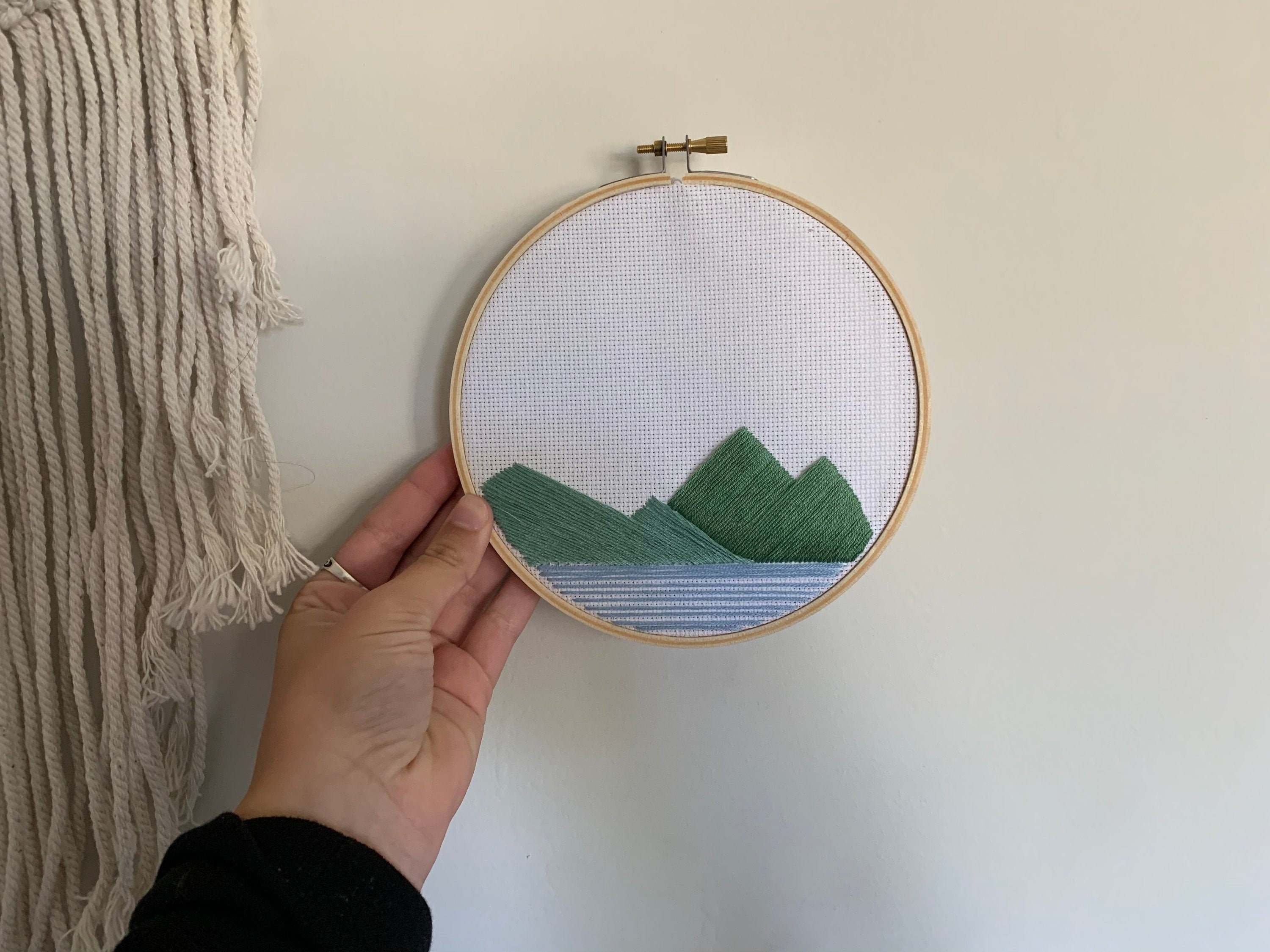 Mountains Waterfront Embroidery Hoop - Etsy