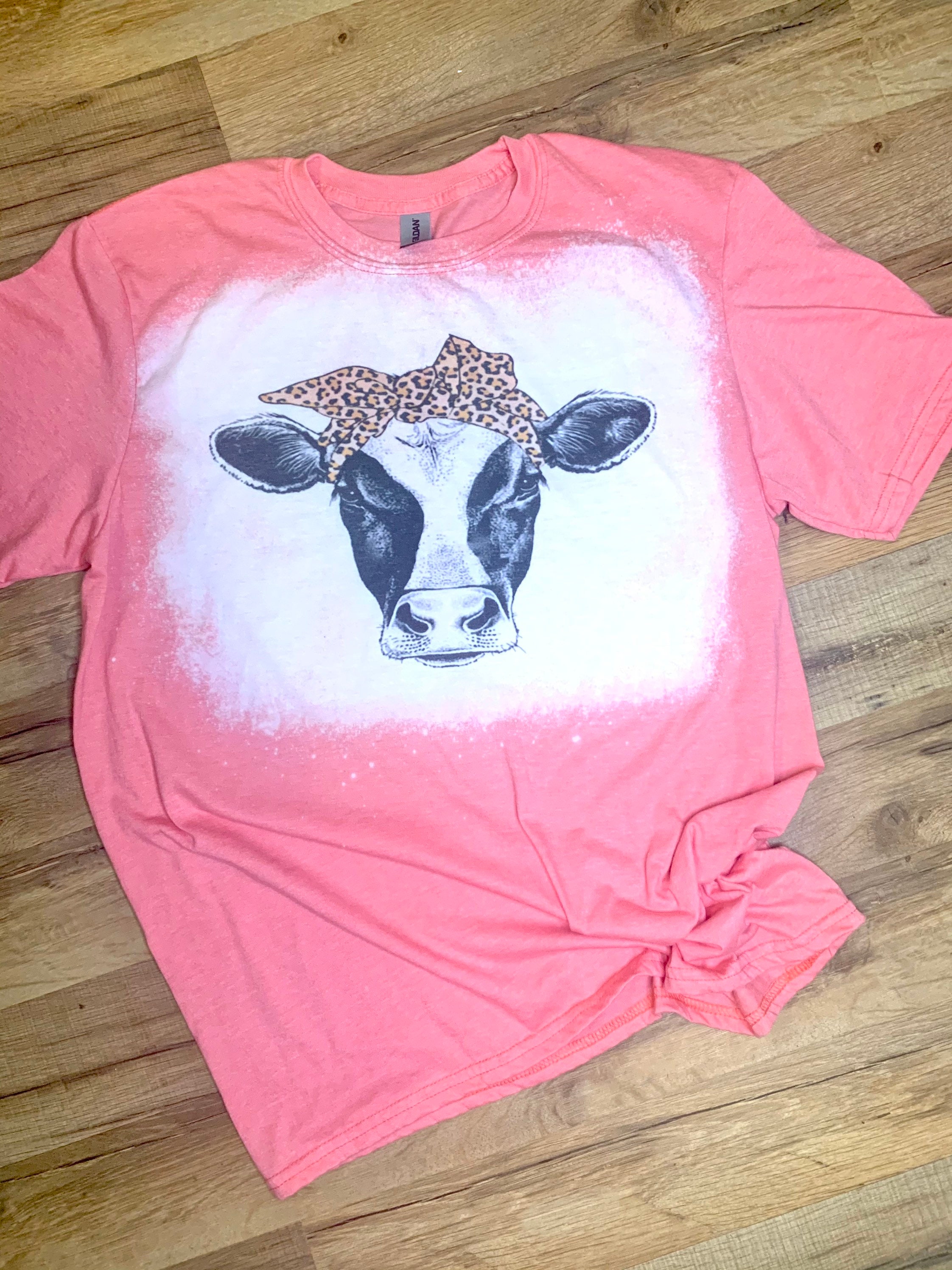 Leopard Headband/cow Bleached Shirt | Etsy