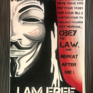 V For Vendetta Original Drawing Etsy