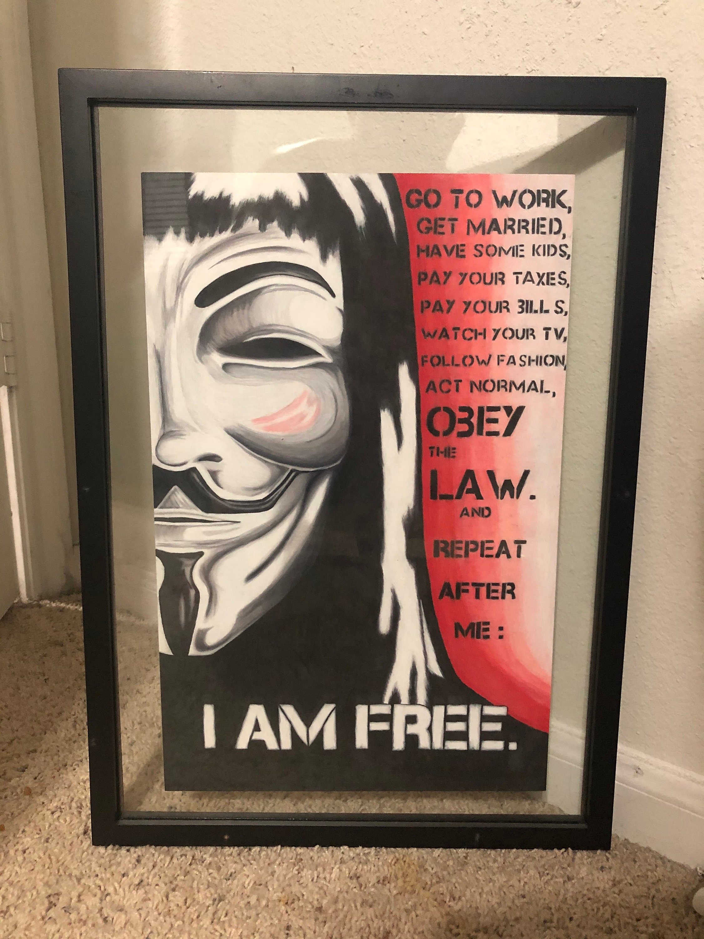 V For Vendetta Original Drawing Etsy