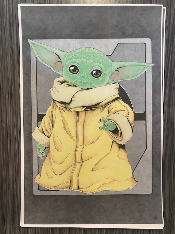 Grogu baby Yoda 11x17 Art Print - Etsy