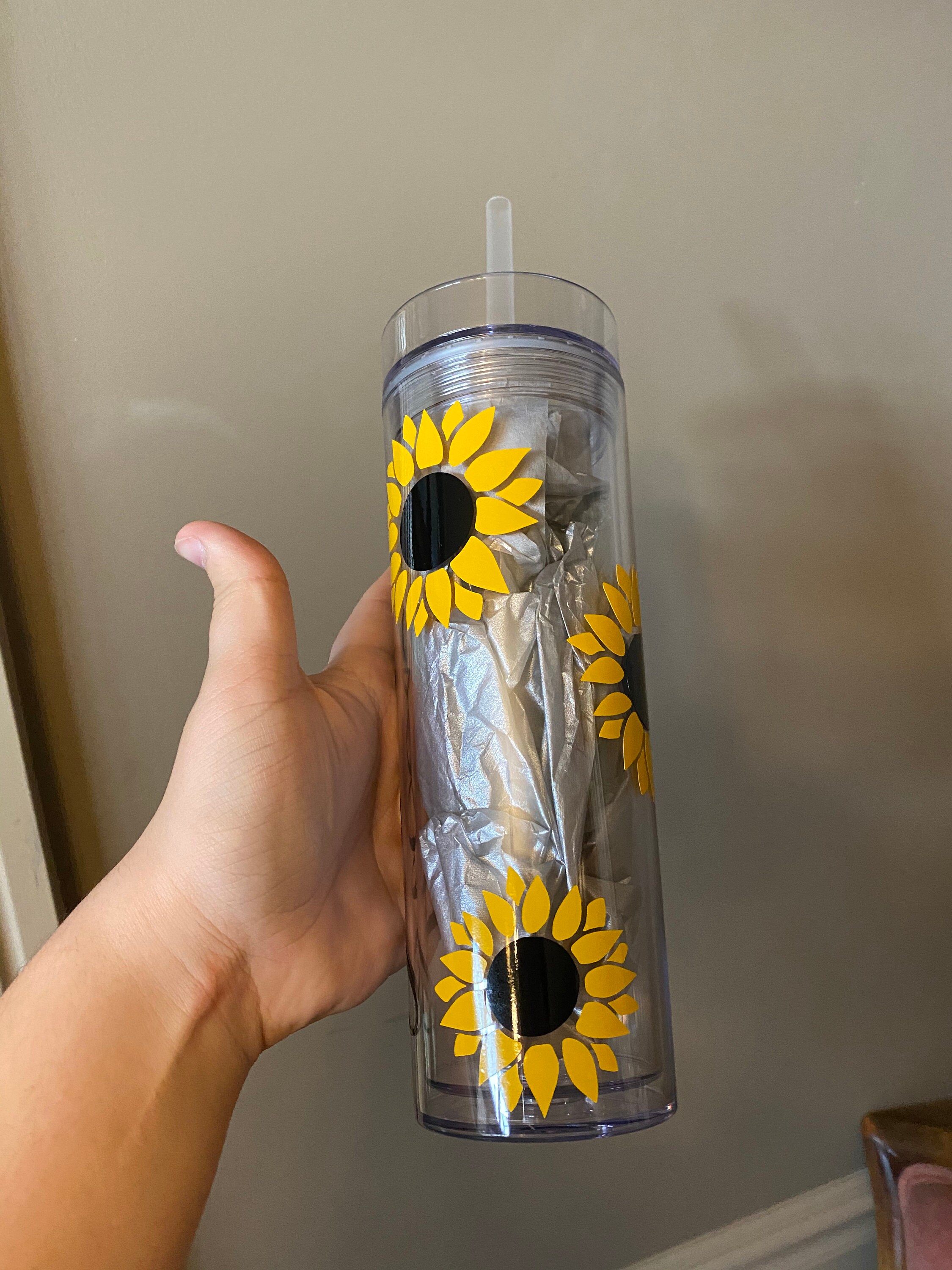 Sunflower Tumbler Acrylic Sunflower Tumbler Sunflower Cup | Etsy