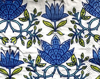 Individual Napkin ~ Blue Floral Pattern