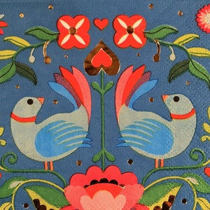 Individuelle Serviette ~ Folk Art Birds