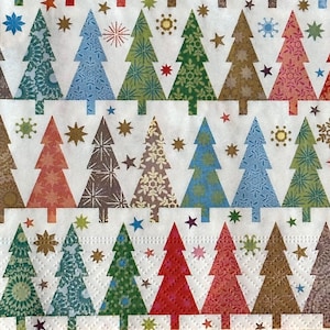 Individueel servet ~ Kleurrijke kerstbomen