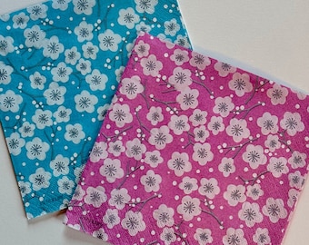 Individual Napkin ~ Blossoms (Turquoise & Magenta)