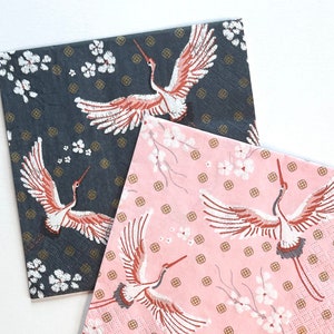 Individuelle Serviette ~ Kraniche (Schiefergrau & Pink)