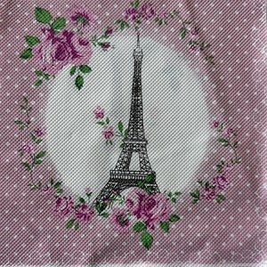 Serviette individuelle ~ Tour Eiffel (rose)