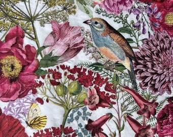 Individual Napkin ~ Bird with Fuchsia Flowers