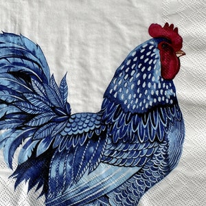 Individuelle Serviette ~ Blauer Hahn & Henne