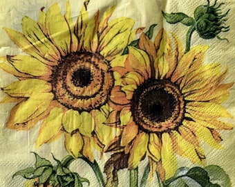 Individual Napkin ~ Sunflowers on Yellow