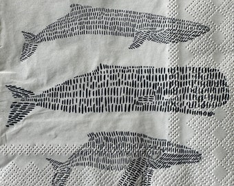 Individual Napkin ~ Whales