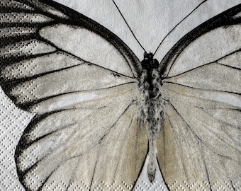 Individual Napkin ~ White Butterfly