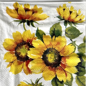 Individual Napkin ~ Painterly Sunflowers