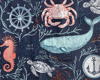 Individual Napkin ~ Sea Creatures