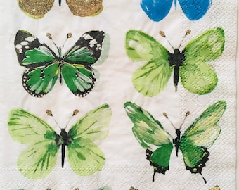 Individual Napkin ~ Butteflies (Mostly Pink or Mostly Green)