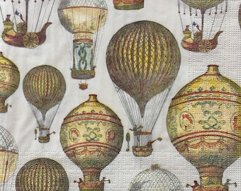 Individual Napkin ~ Vintage Hot Air Balloons