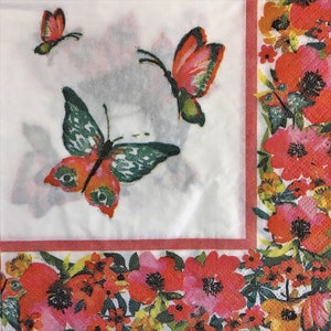 Individueel servet ~ Vlinders en bloemen