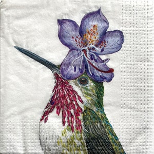 Individuelle Serviette ~ Kolibri mit violetter Blüte