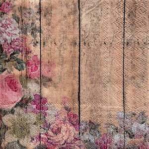 Servilleta individual ~ Flores y tablas de madera