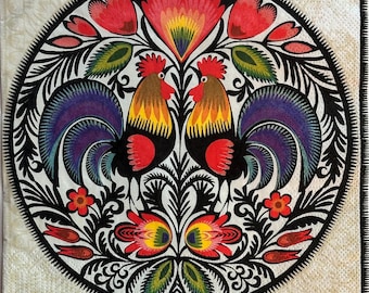 Individual Napkin ~ Rooster Folk Designs (2 options)