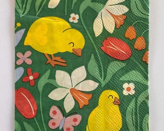 Individual  Napkin ~ Spring Chicks