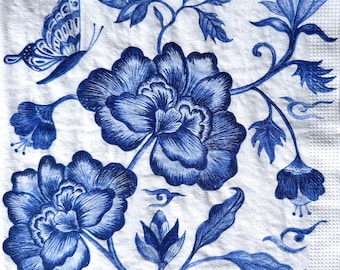Individual Napkin ~ Blue Porcelain Design