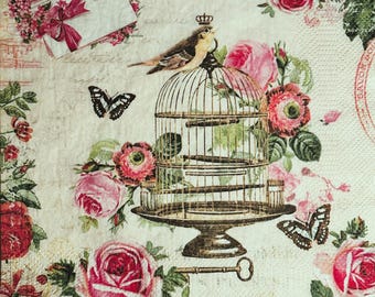 Individual  Napkin ~ Vintage Birdcage