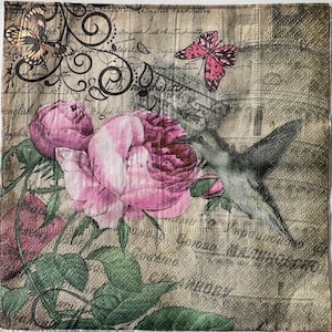 Individuelle Servietten ~ Vintage Style Kolibri & Rosen