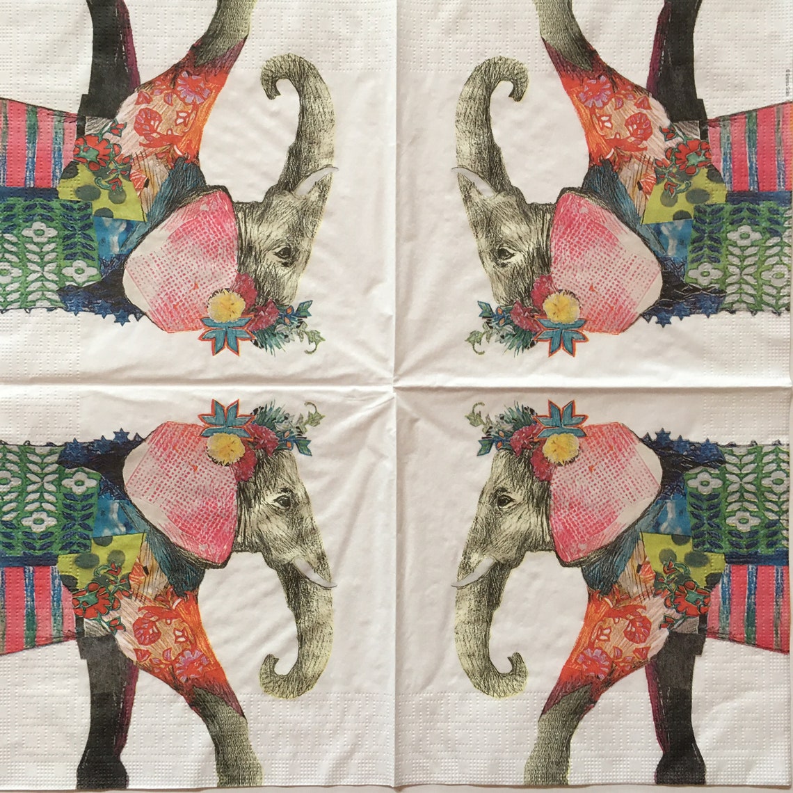 Individual Napkin Colorful Elephant Etsy