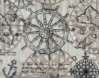 Serviette individuelle ~ Navigation nautique vintage