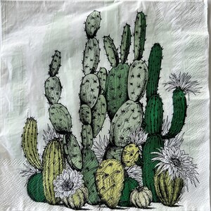 Individuelle Serviette ~ Kakteen mit weißen Blüten