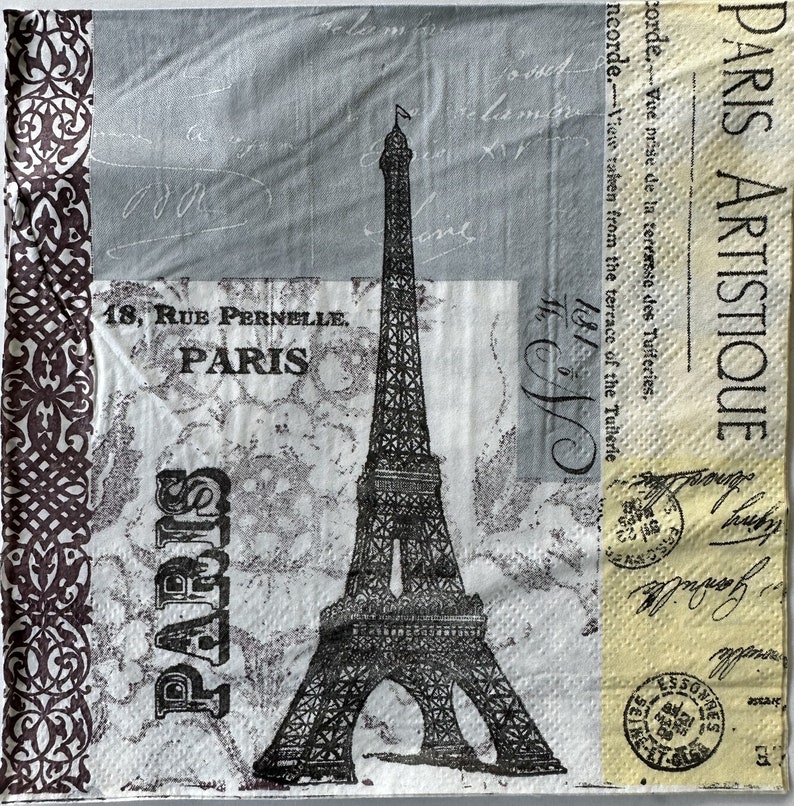 Individual Napkin Eiffel Tower Paris Artistique image 1