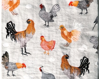 Individual  Napkin ~ Poultry Birds & Eggs